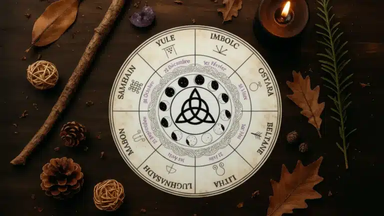Roue de l’Année Wicca en image, les 8 sabbats avec leurs significations et rituels